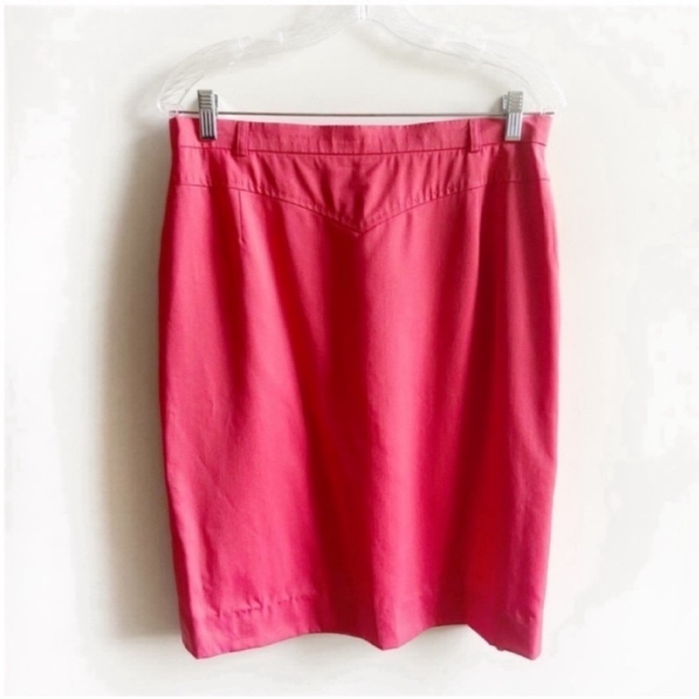 Escada skirt coral pencil vintage 1980s wool